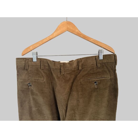Berle Mens Corduroy Pants 38R Brown Pleated Front Duca Visconti Made In Italy - Picture 6 of 8